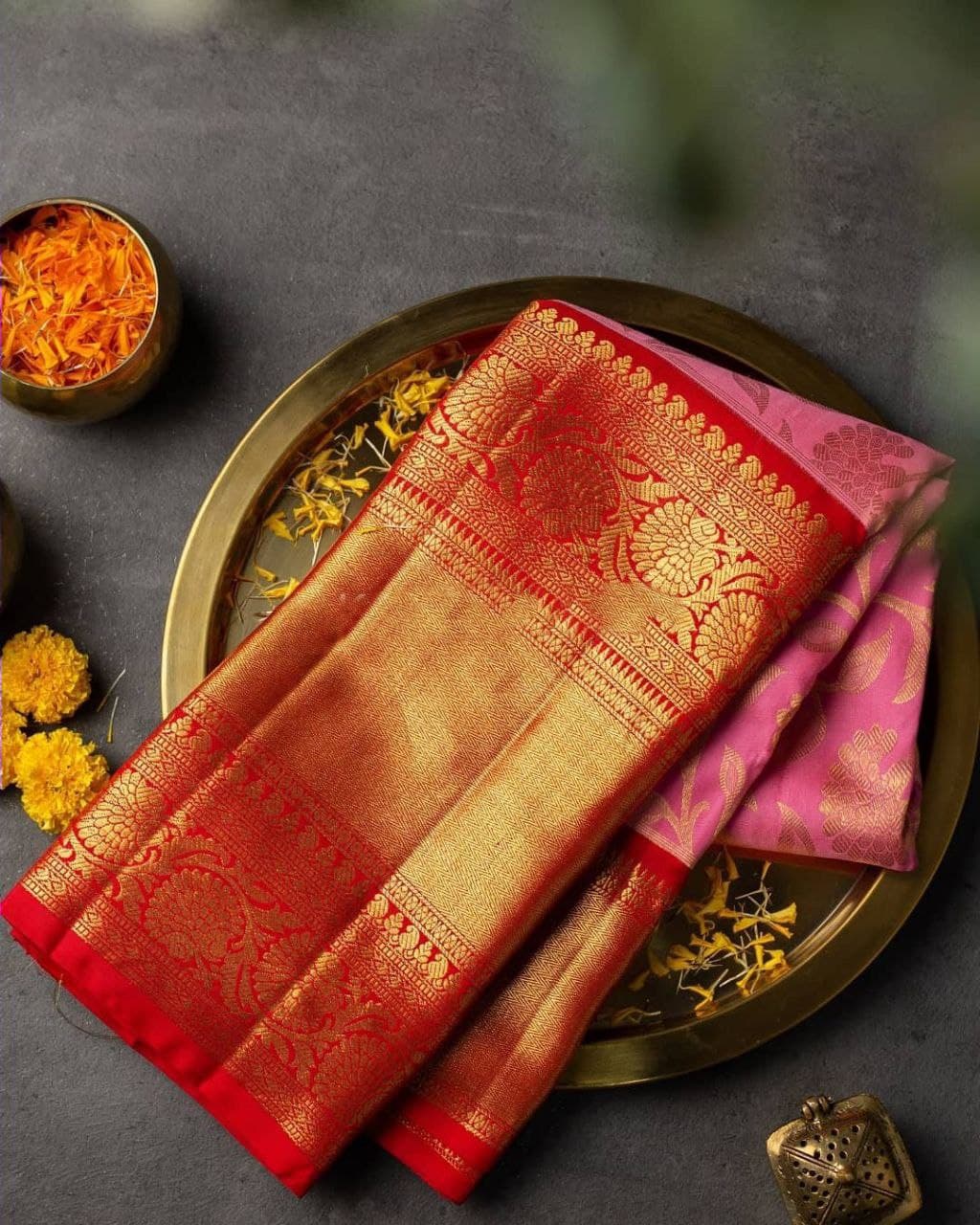 Pleasurably Peach Soft Silk Saree With Charisma Blouse Piece