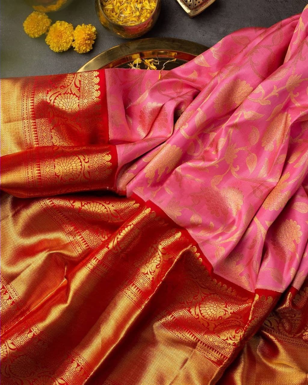 Pleasurably Peach Soft Silk Saree With Charisma Blouse Piece