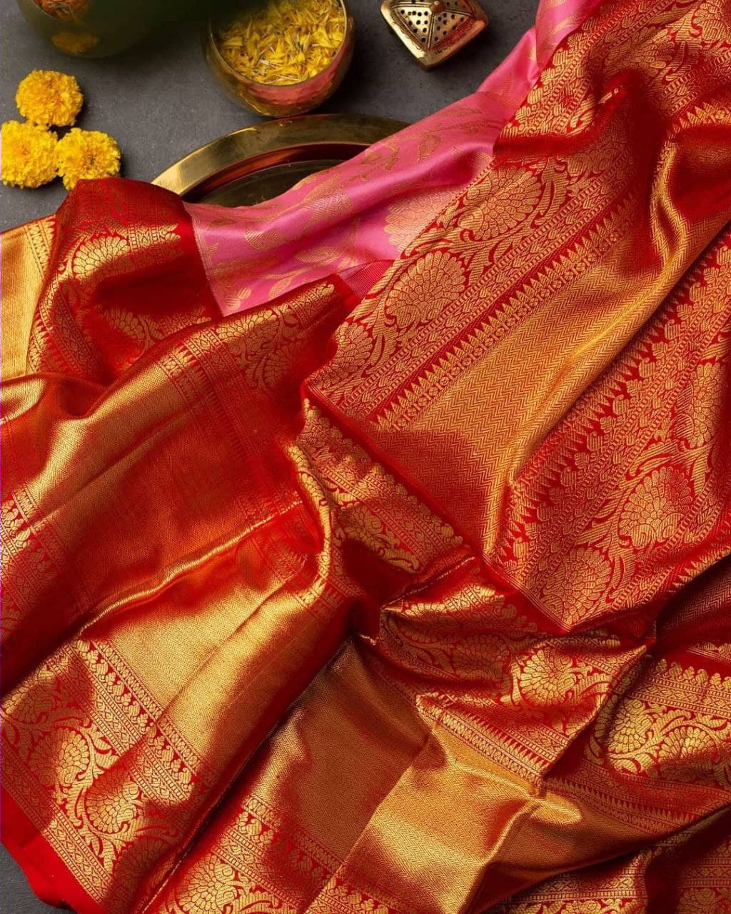 Pleasurably Peach Soft Silk Saree With Charisma Blouse Piece