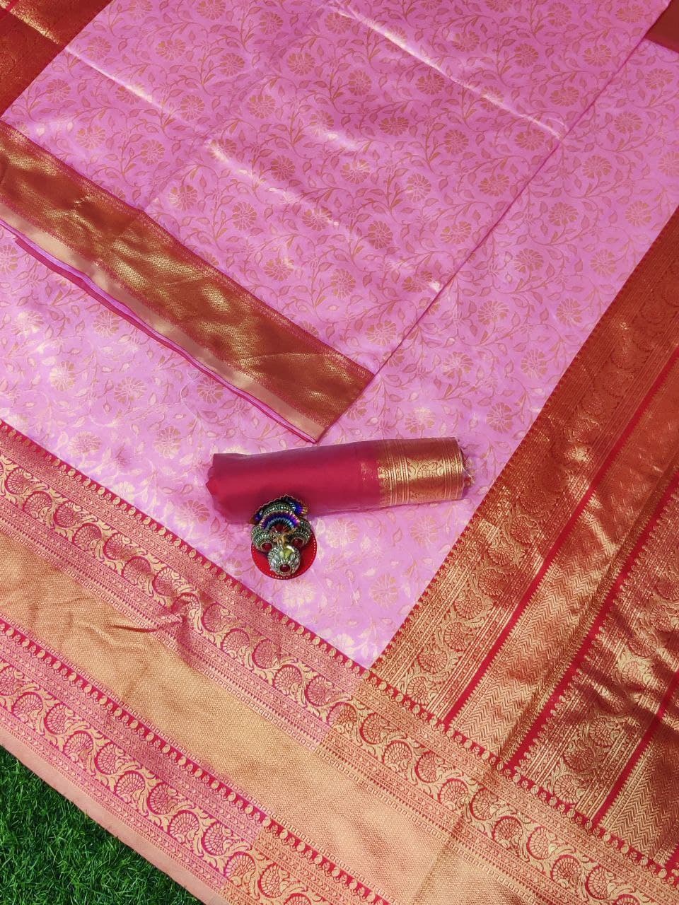 Pleasurably Peach Soft Silk Saree With Charisma Blouse Piece