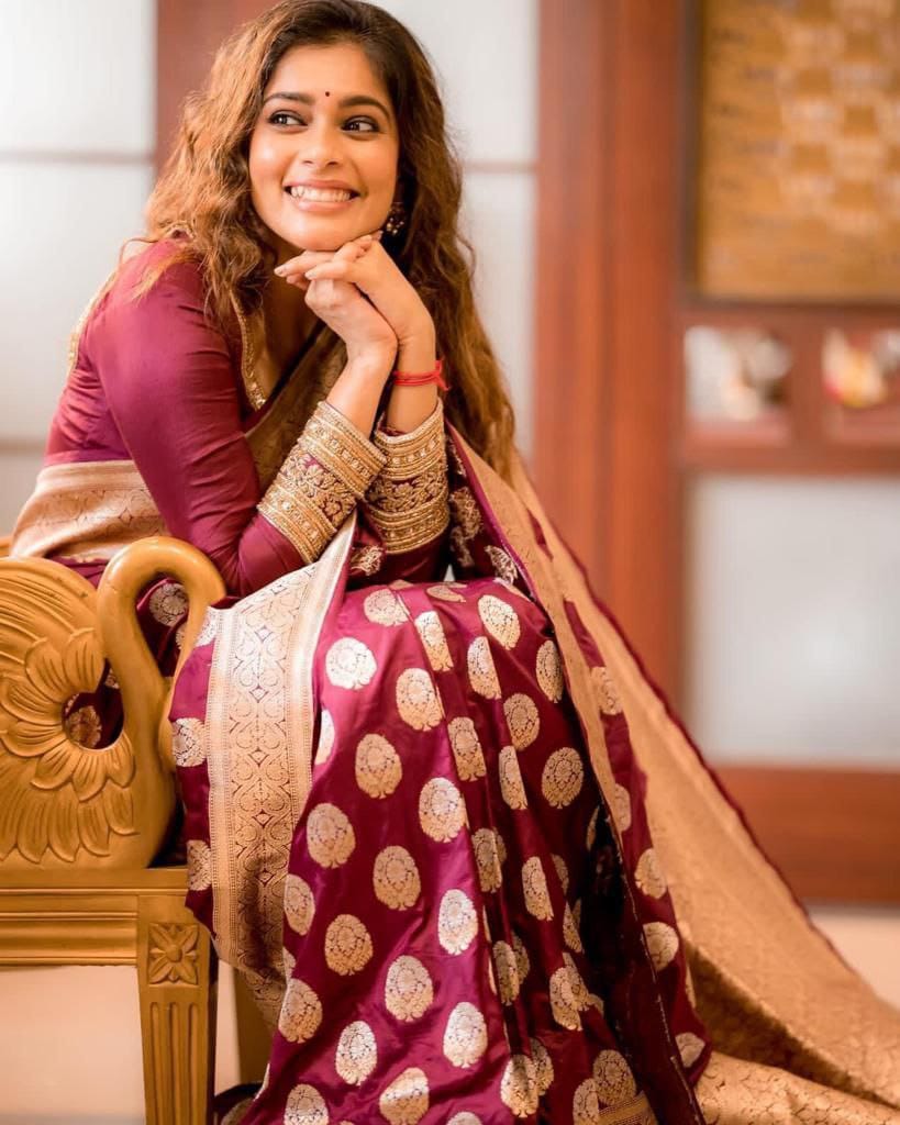 Marvelously Maroon Soft Silk Saree With Fascinates Blouse Piece