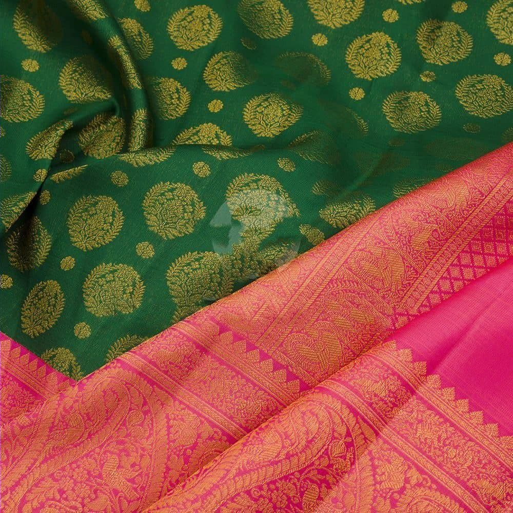 Stunningly Green Soft Silk Saree With Wonderment Blouse Piece