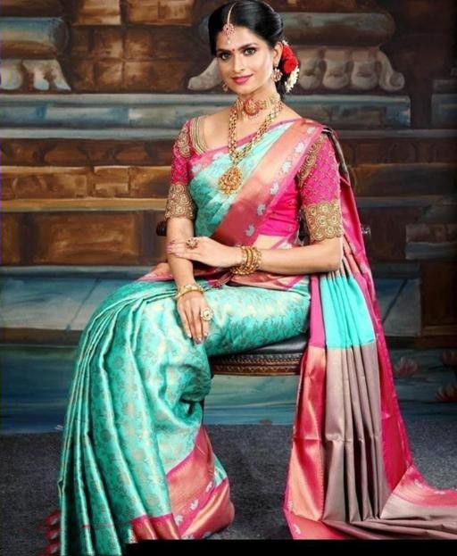 Serenity Pista Soft Silk Saree With Gracefulness Blouse Piece