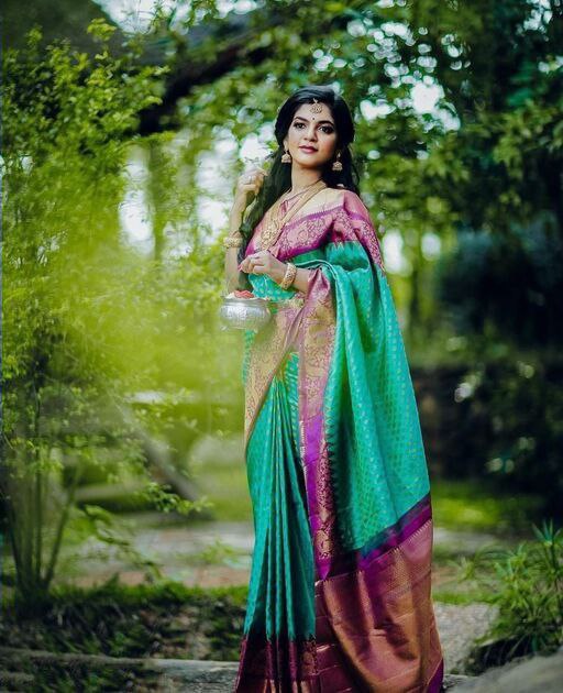 Irresistibly Sky Blue Soft Silk Saree With Angelically Blouse Piece