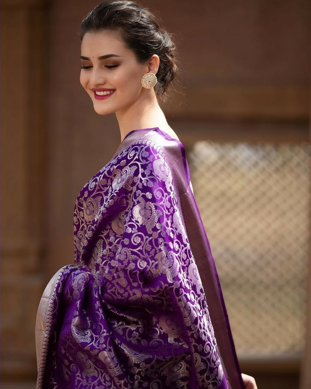 Charmed Purple Soft Silk Saree With Desirability Blouse Piece