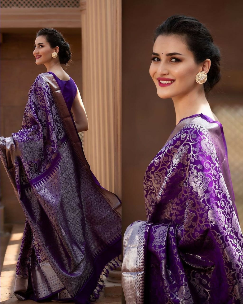 Charmed Purple Soft Silk Saree With Desirability Blouse Piece