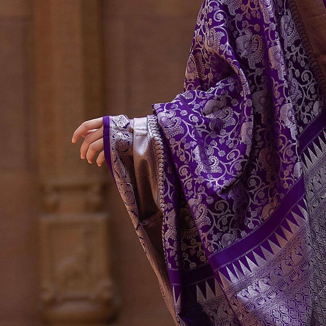 Charmed Purple Soft Silk Saree With Desirability Blouse Piece