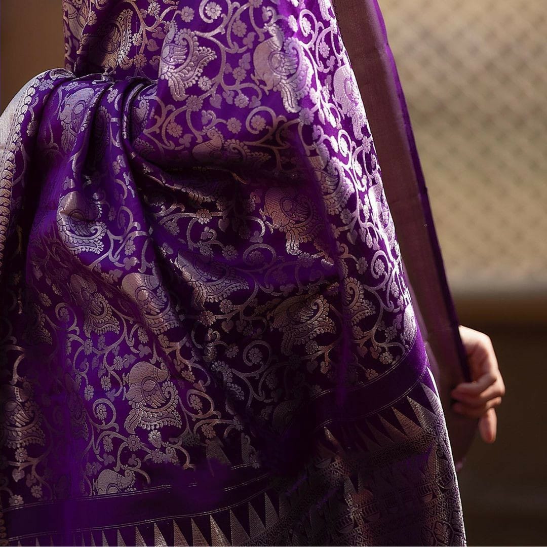 Charmed Purple Soft Silk Saree With Desirability Blouse Piece