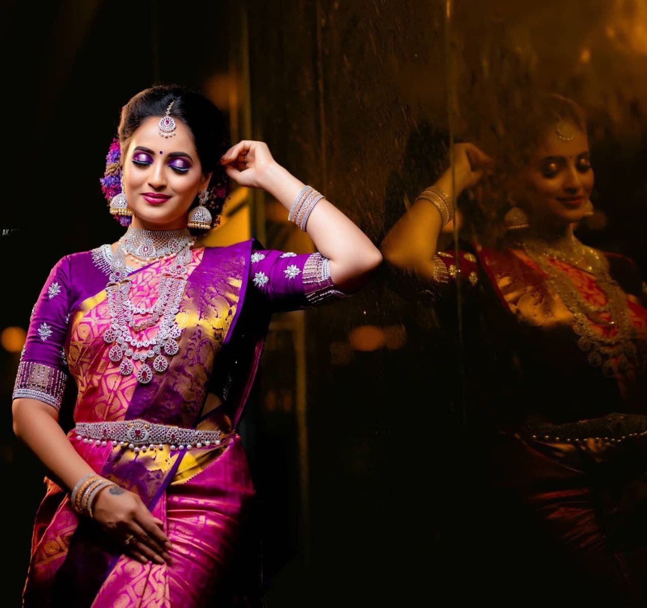 Influential Pink Soft Silk Saree With Famous Blouse Piece