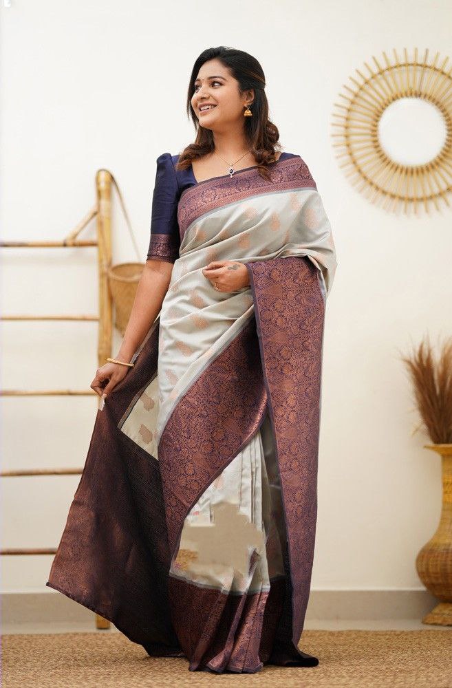 Radiance Beige Soft Silk Saree With Exotically Blouse Piece