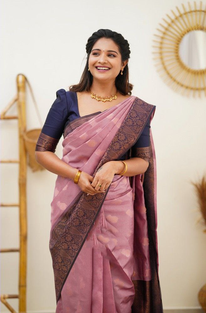 Excellently Pink Soft Silk Saree With Flawlessly Blouse Piece