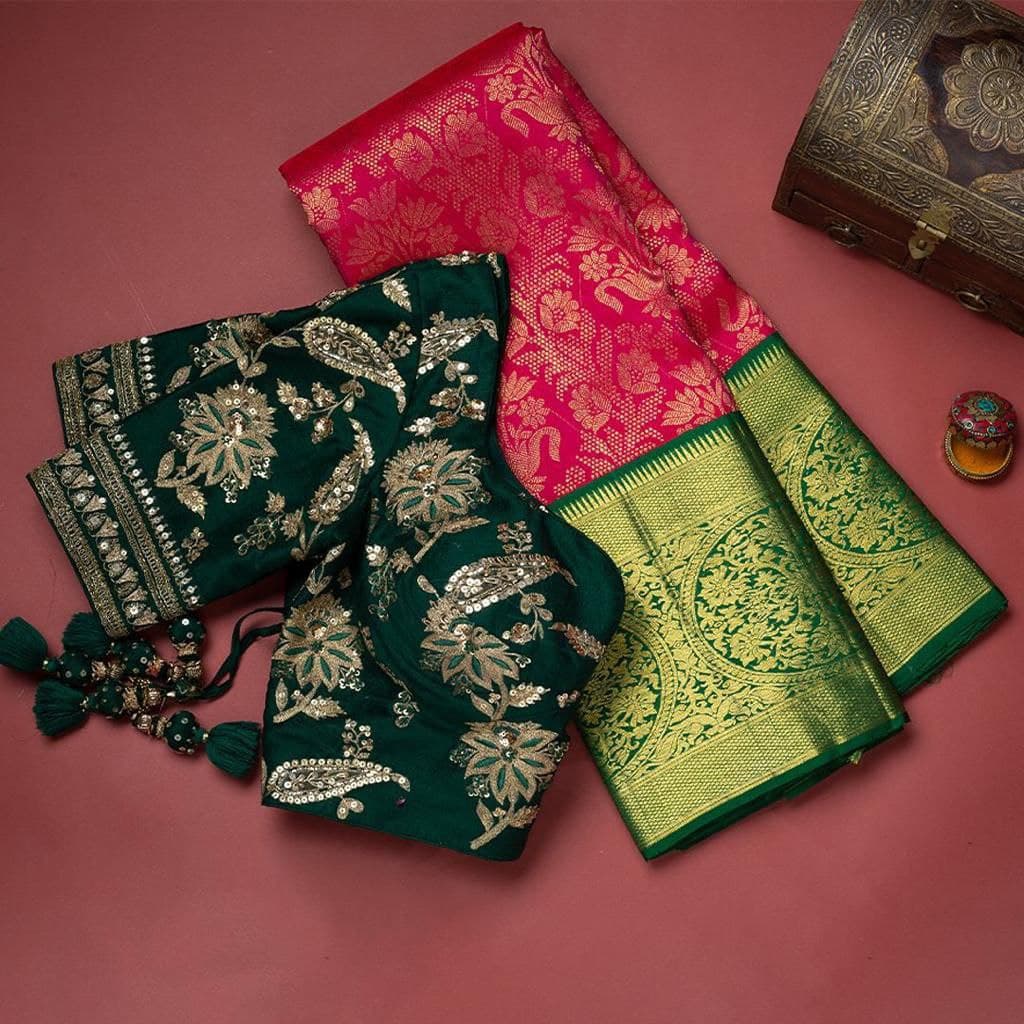 Fascinately Dark Pink Soft Silk Saree With Two Superbly Blouse Piece