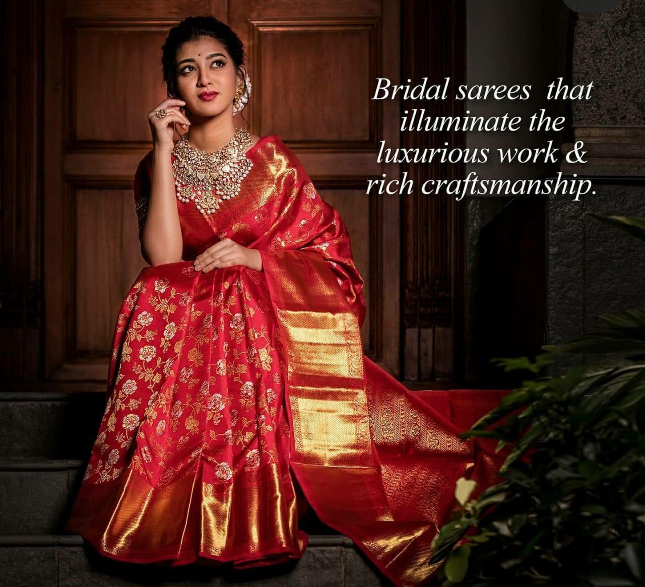 Virtuosity Red Soft Silk Saree With Glintingly Blouse Piece