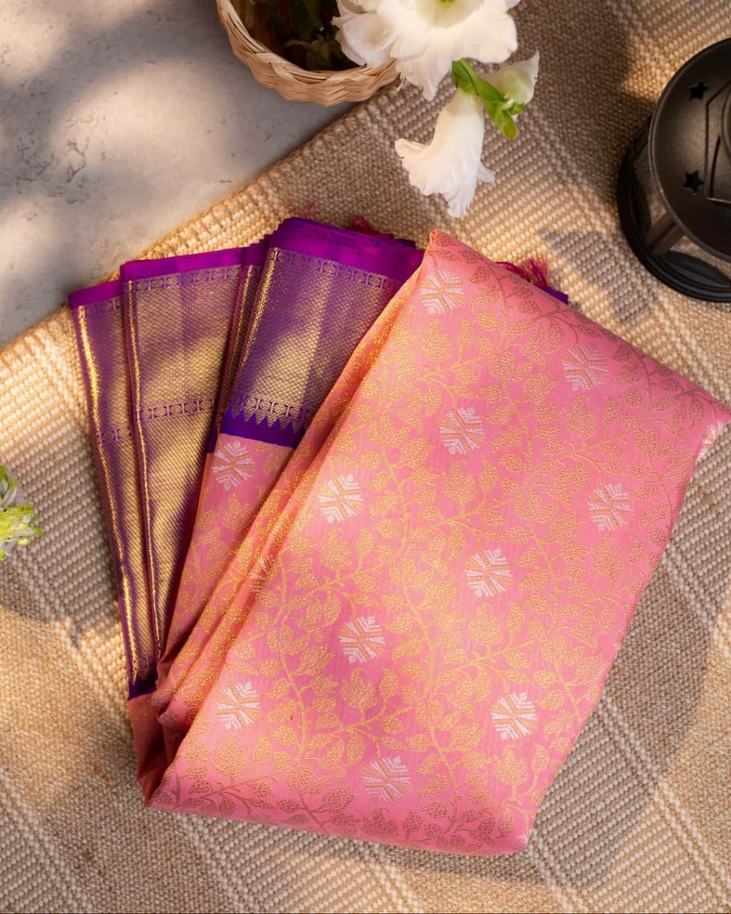 Chatoyant Peach Soft Silk Saree With LovelyBlouse Piece