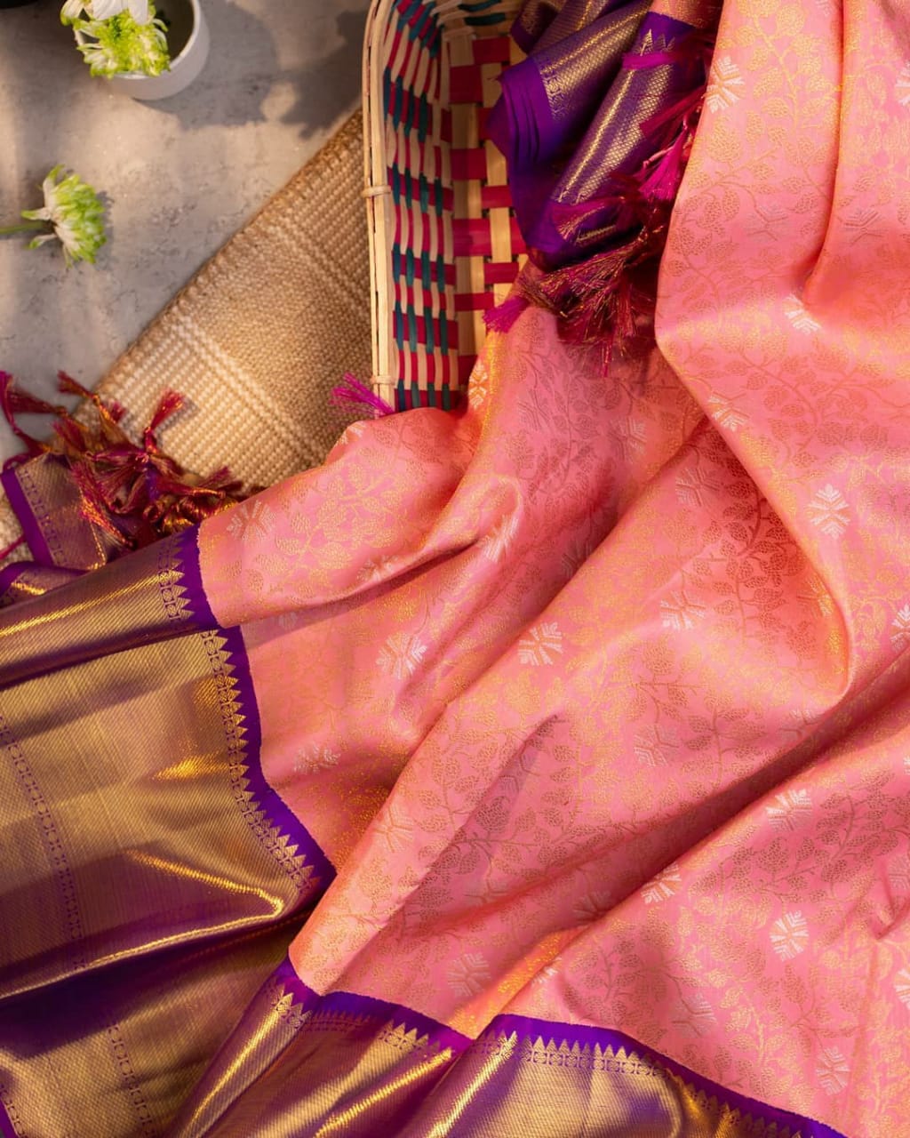 Chatoyant Peach Soft Silk Saree With LovelyBlouse Piece