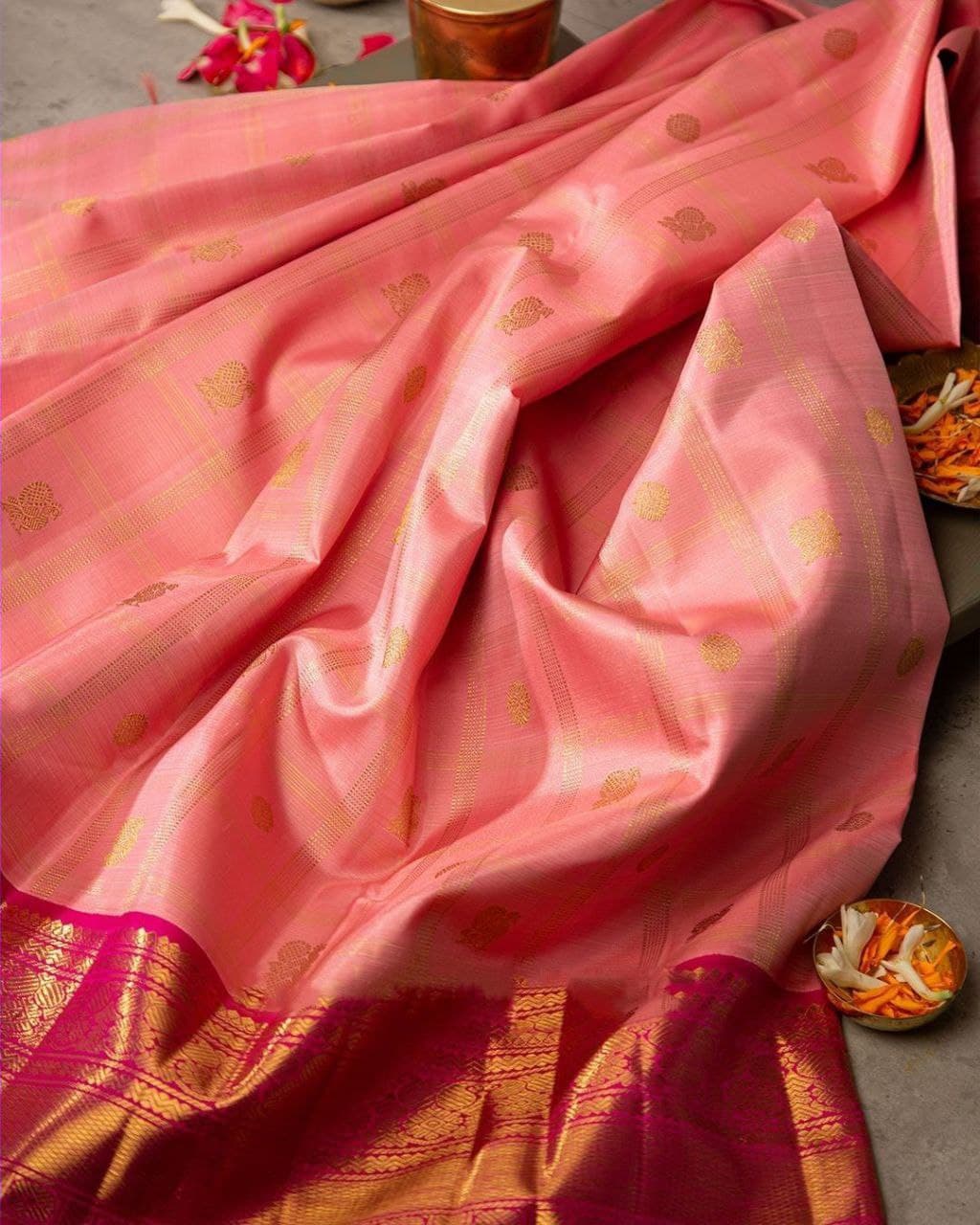 Scrumptious Peach Soft Silk Saree With Phenomenal Blouse Piece