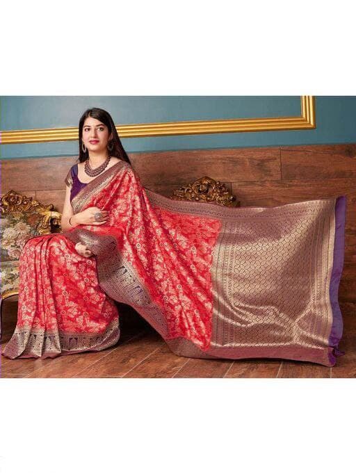 Nemesis Dark Pink Soft Silk Saree With Inspiring Blouse Piece