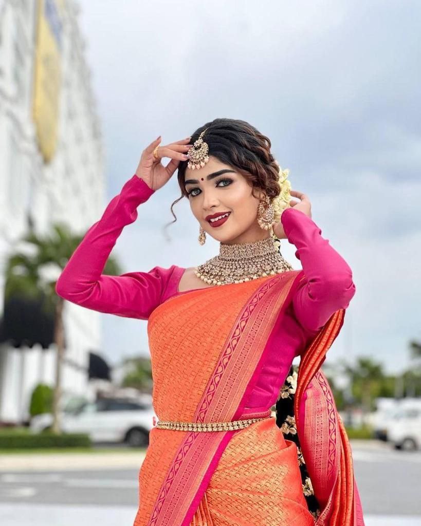 Respected Orange Soft Silk Saree With Preeminent Blouse Piece