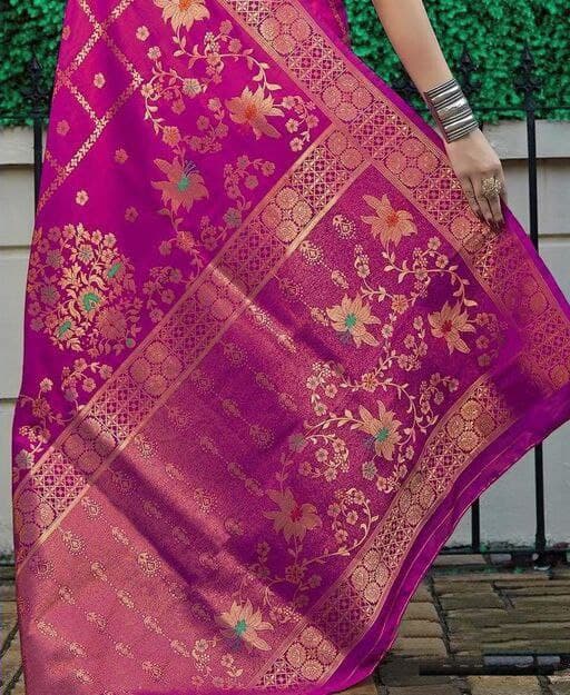 Radiant Pink Soft Silk Saree With Zestful Blouse Piece