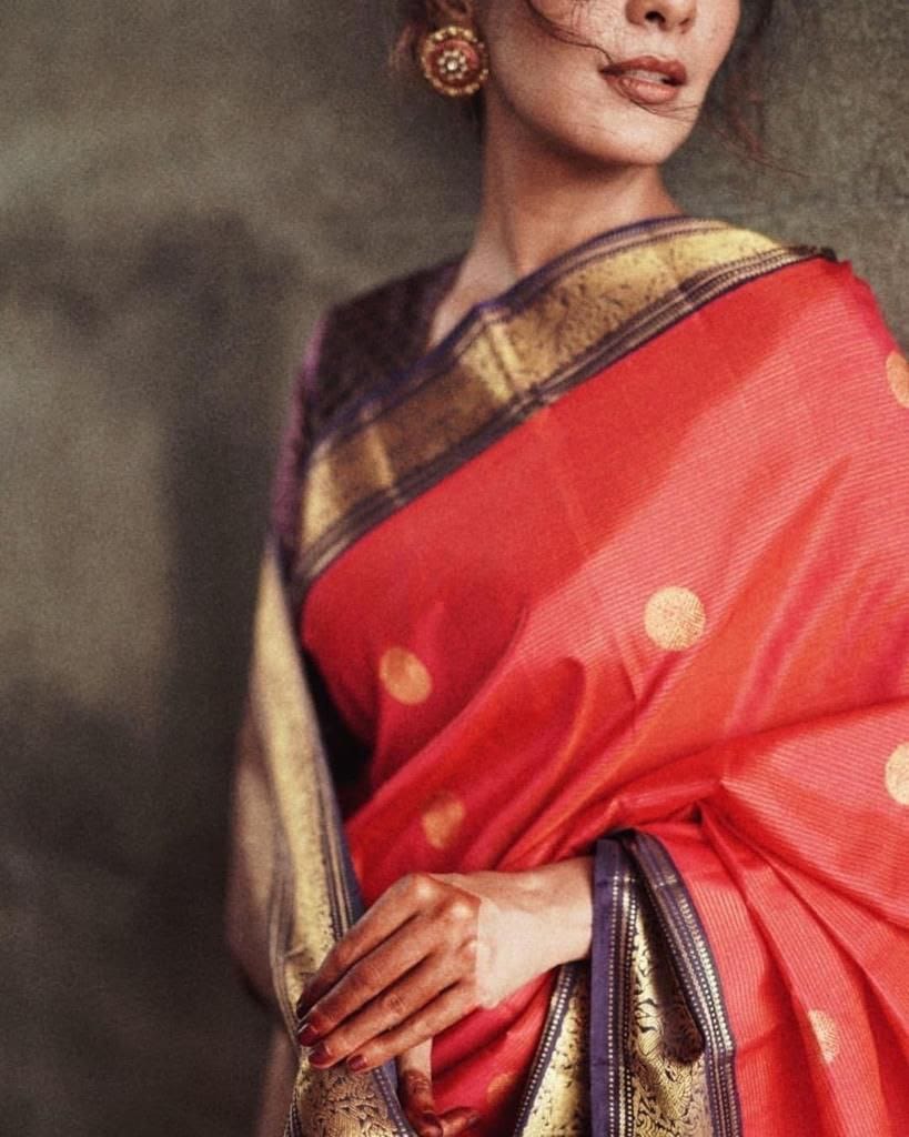 Imperial Red Soft Silk Saree With Glorious Blouse Piece