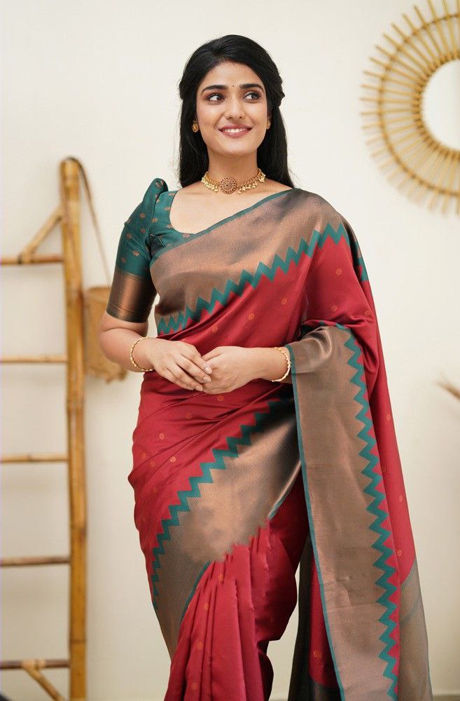 Proficient Maroon Soft Silk Saree With Supreme Blouse Piece