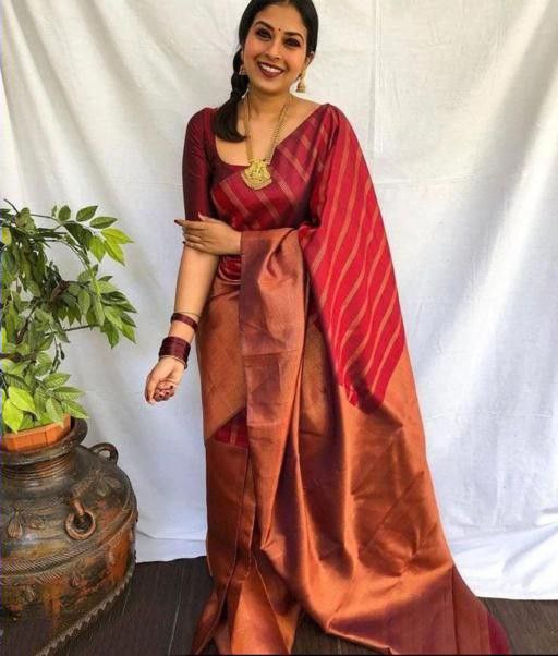 Enrapturing Brown Soft Silk Saree With Precious Blouse Piece