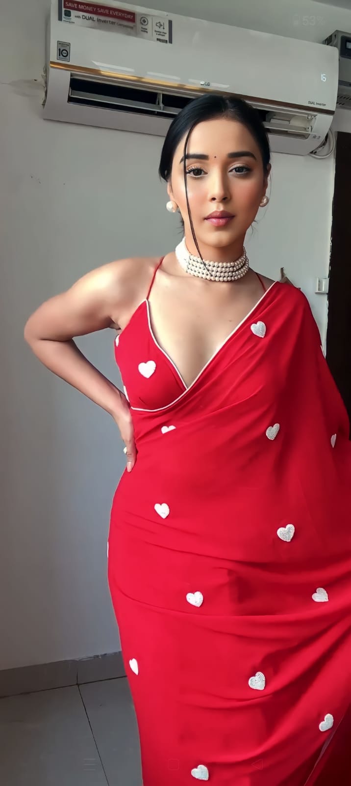 Beautiful 1-Minute Ready To Wear Red Georgette Saree