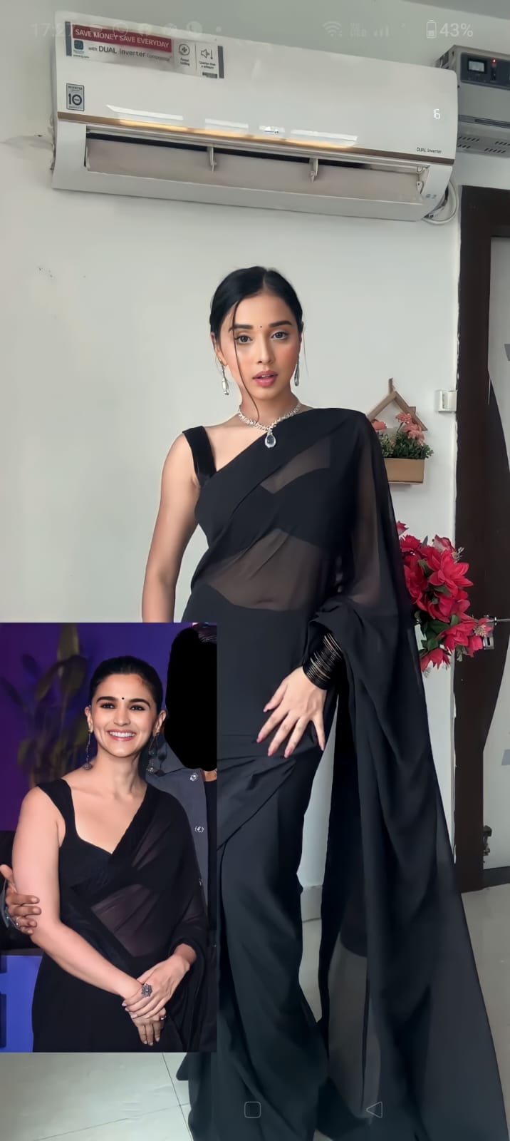 Wonderfully 1-Minute Ready To Wear Black Georgette Saree