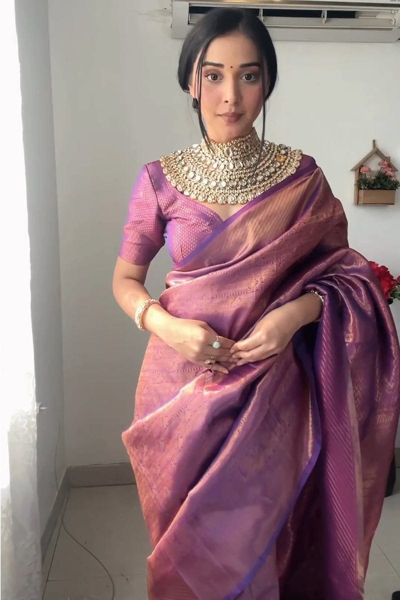 Generous 1-Minute Ready To Wear Majenta Soft Silk Saree