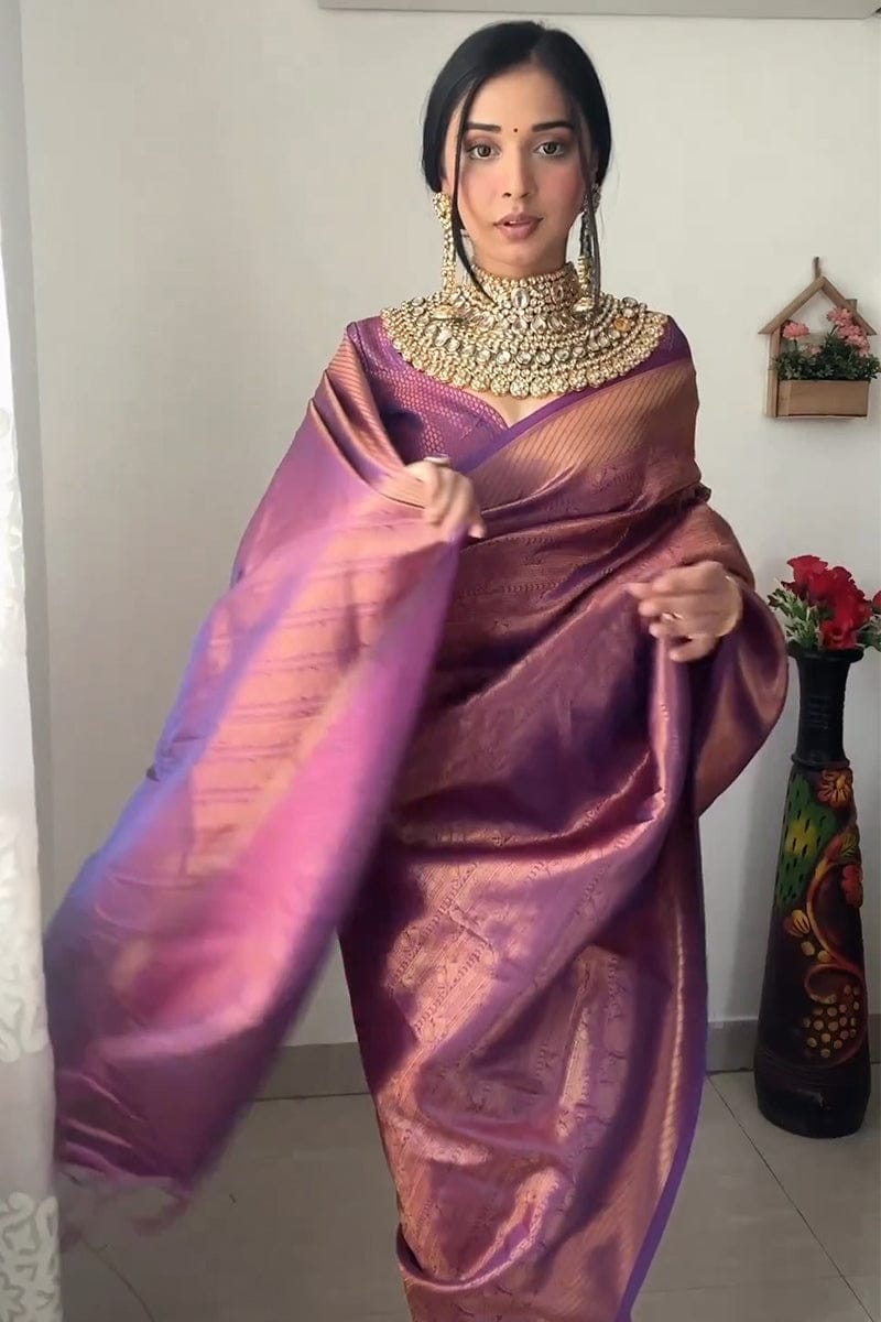 Generous 1-Minute Ready To Wear Majenta Soft Silk Saree