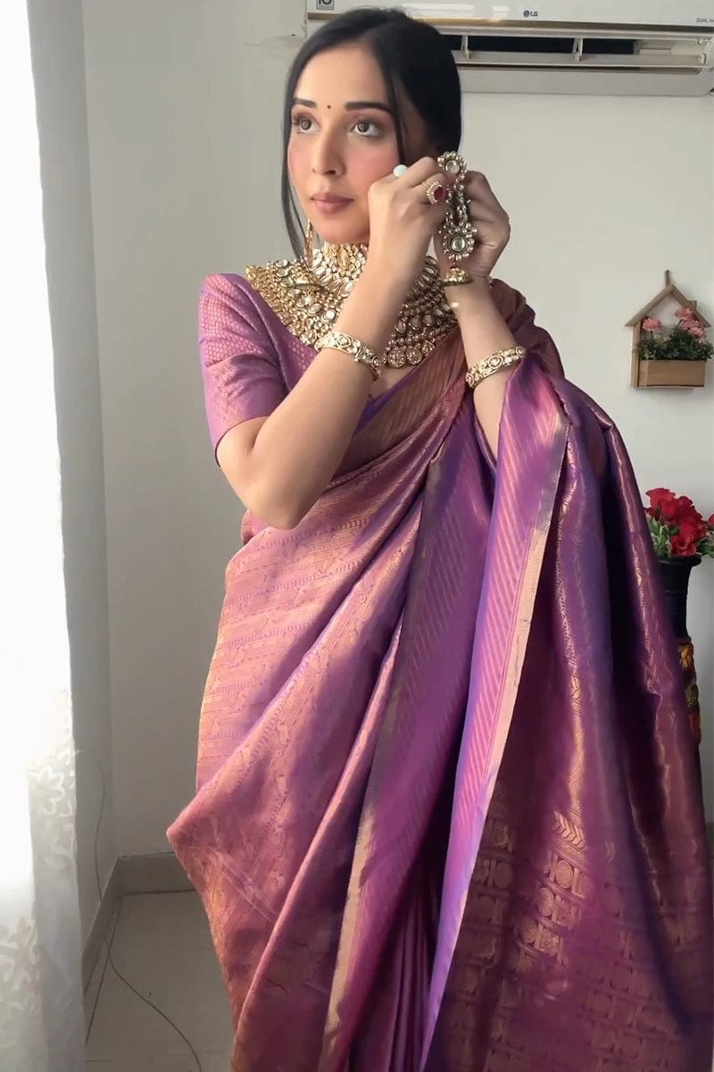 Generous 1-Minute Ready To Wear Majenta Soft Silk Saree