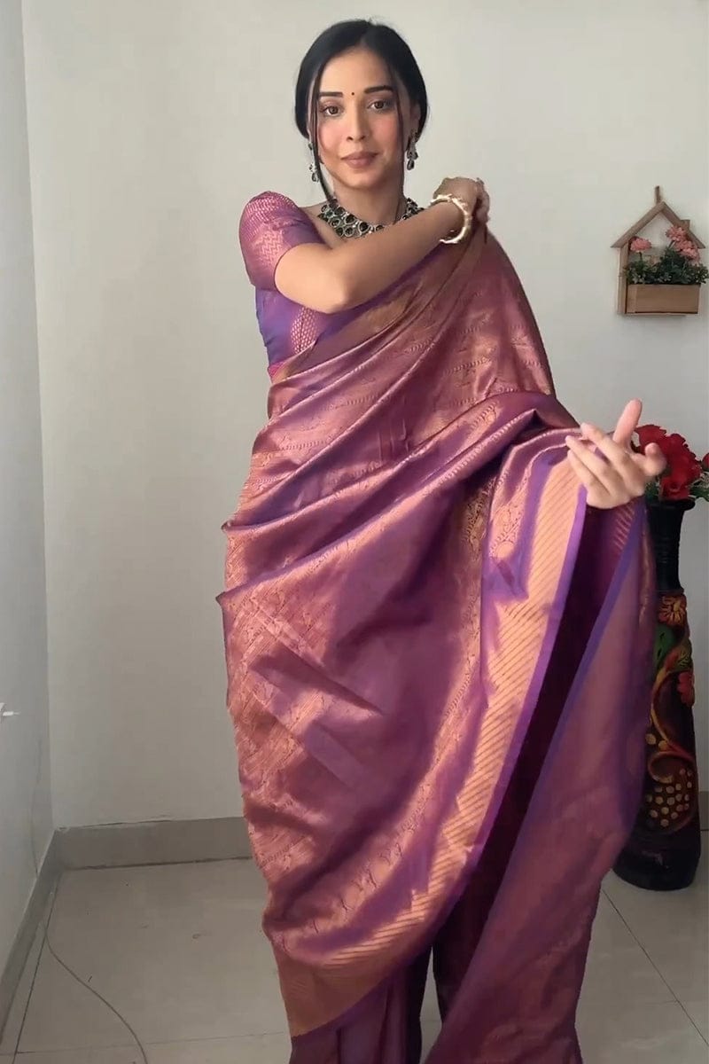 Generous 1-Minute Ready To Wear Majenta Soft Silk Saree