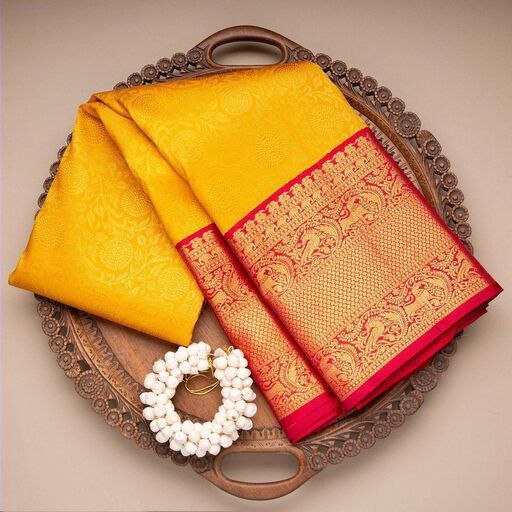 Luscious Red Soft Silk Saree With Sublimely Blouse Piece