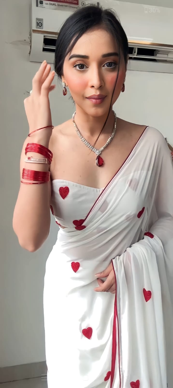 Gorgeous 1-Minute Ready To Wear White Georgette Saree