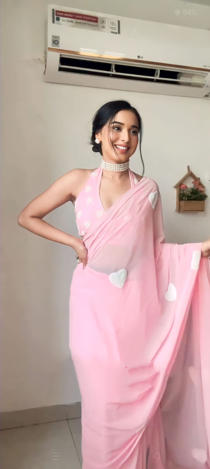 Peaceful 1-Minute Ready To Wear Pink Georgette Saree