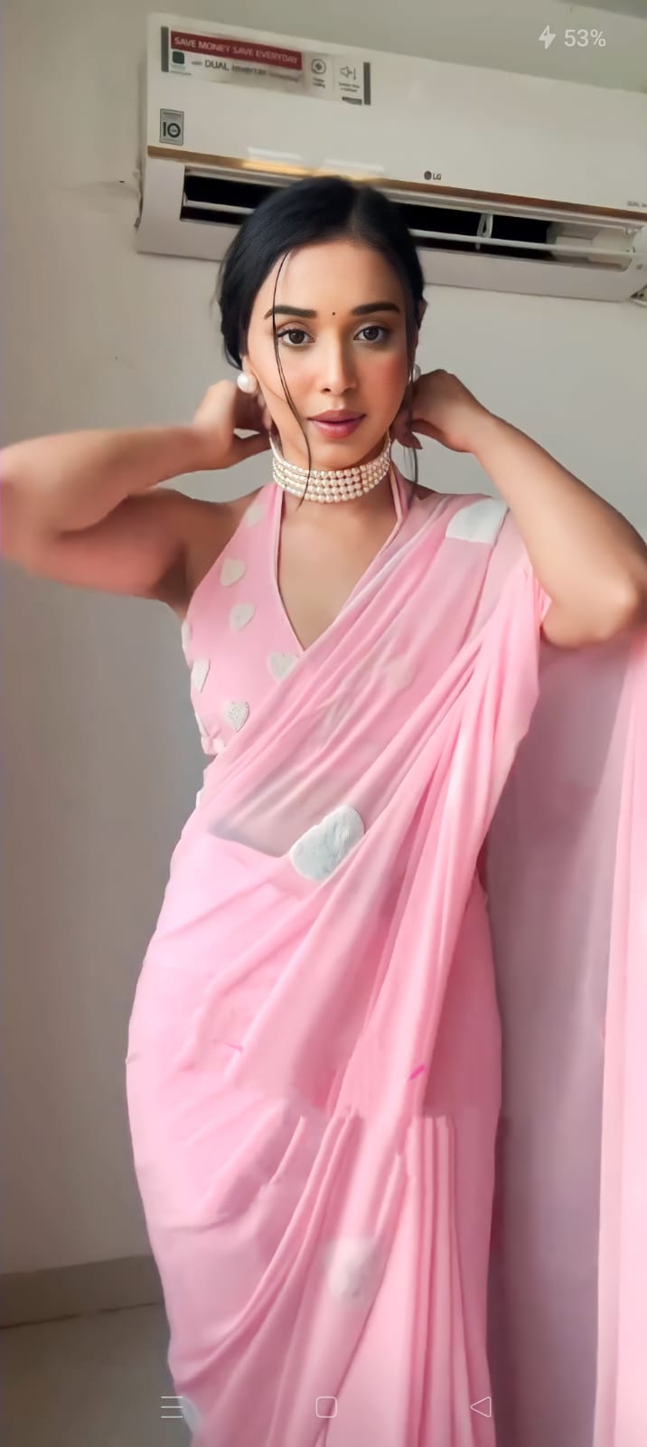 Peaceful 1-Minute Ready To Wear Pink Georgette Saree