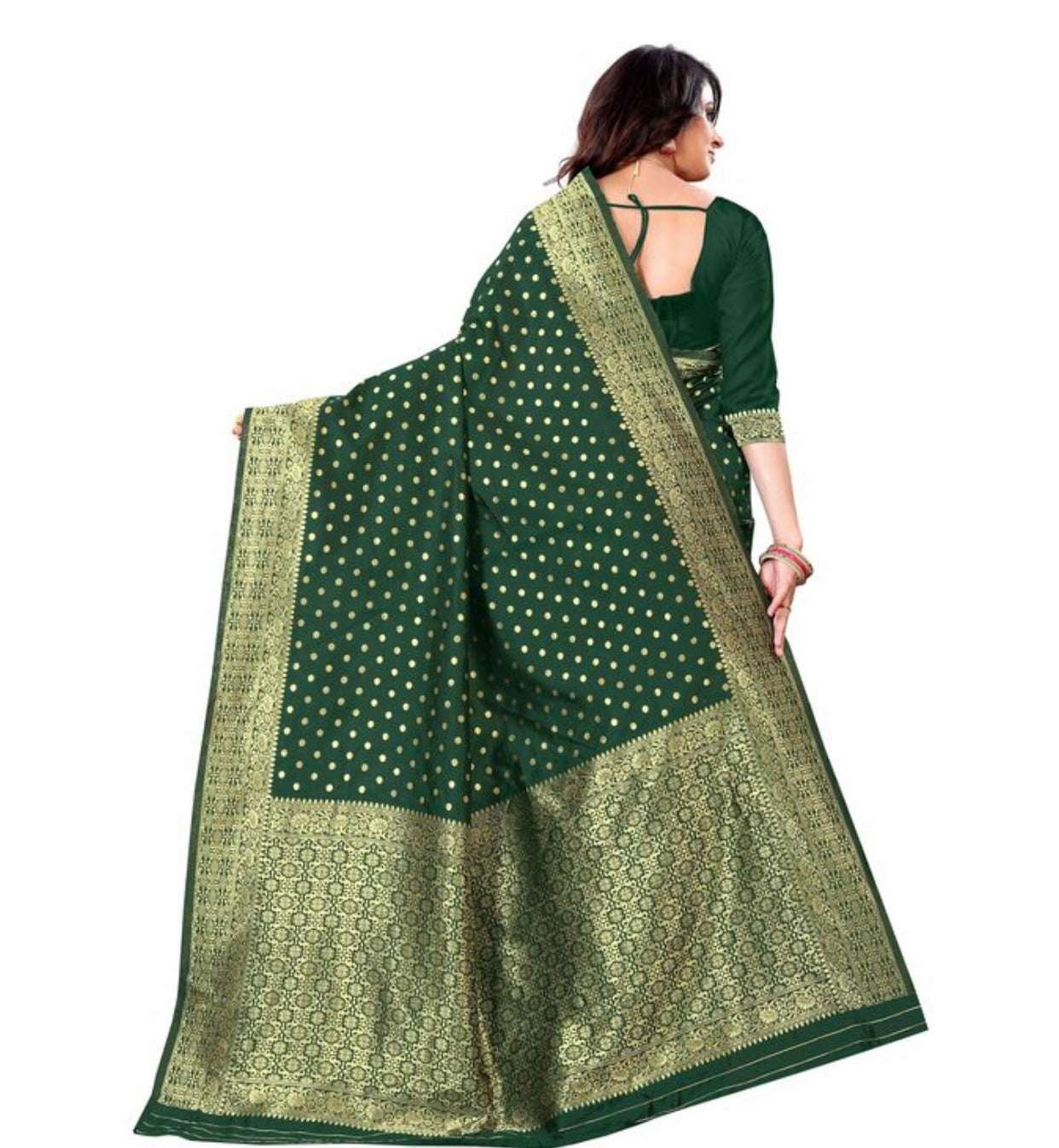 Quintessential Green Soft Silk Saree With Dalliance Blouse Piece