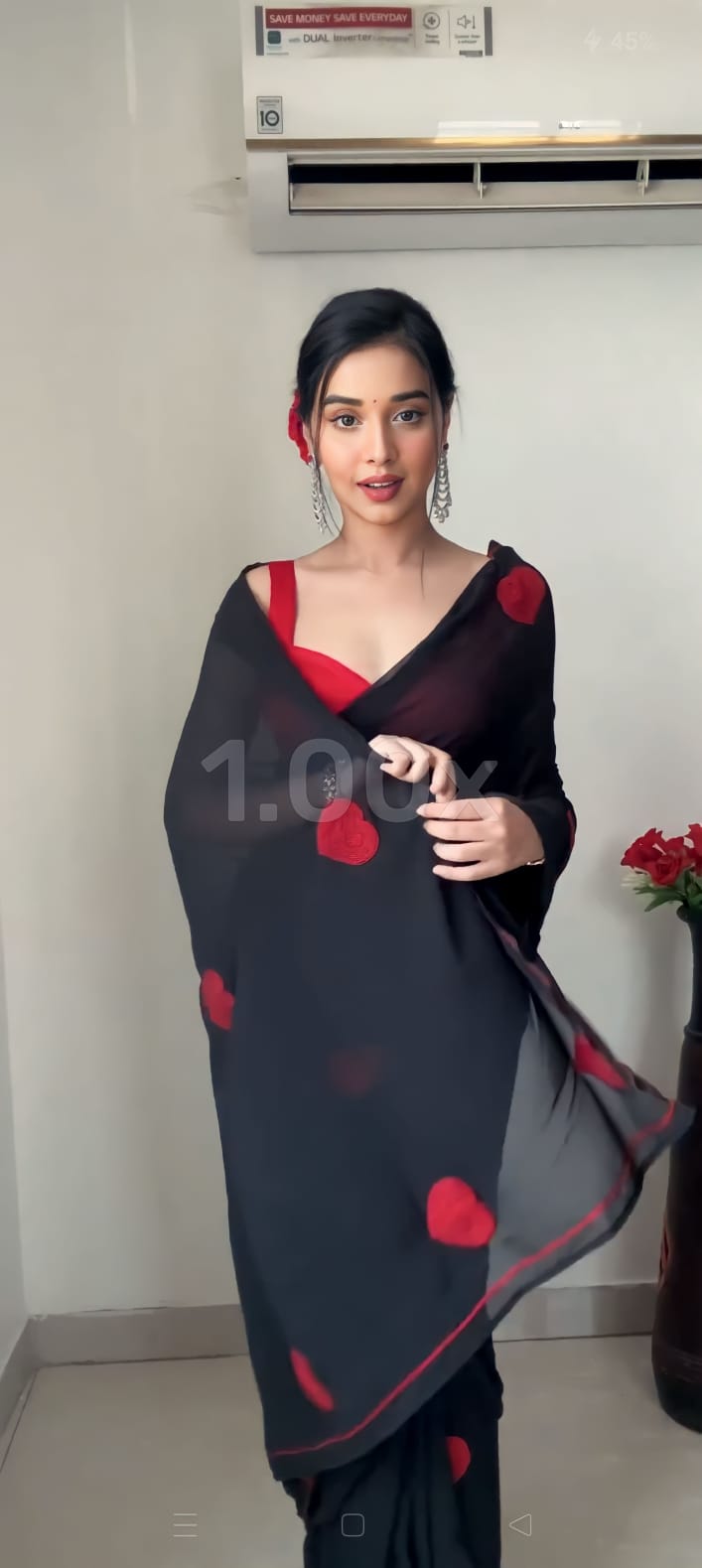 Lyrical 1-Minute Ready To Wear Black Georgette Saree