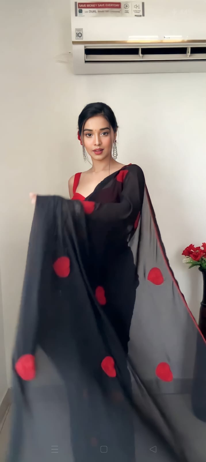 Lyrical 1-Minute Ready To Wear Black Georgette Saree
