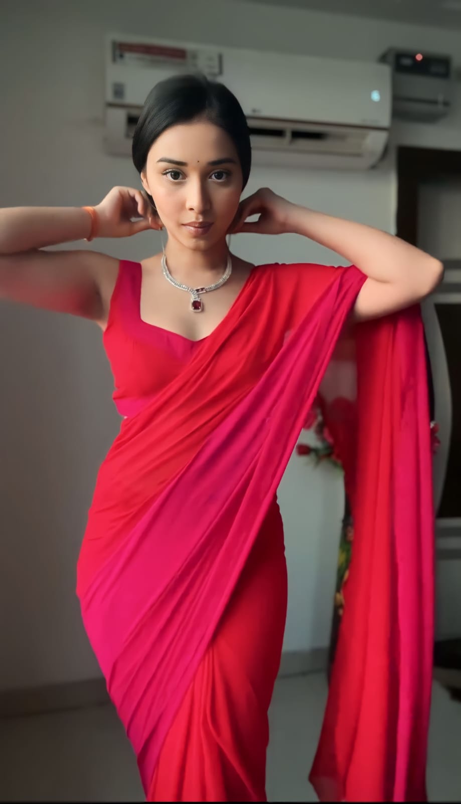 Detailed pallu design of multicolor georgette saree from Amarvastra

