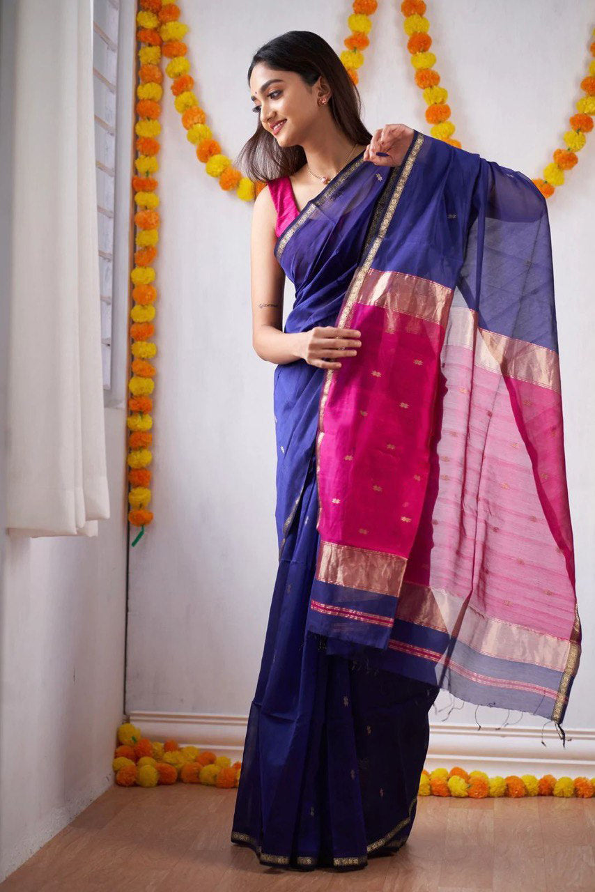 Complete Set of Cotton Silk Saree with Blouse — Box Packing