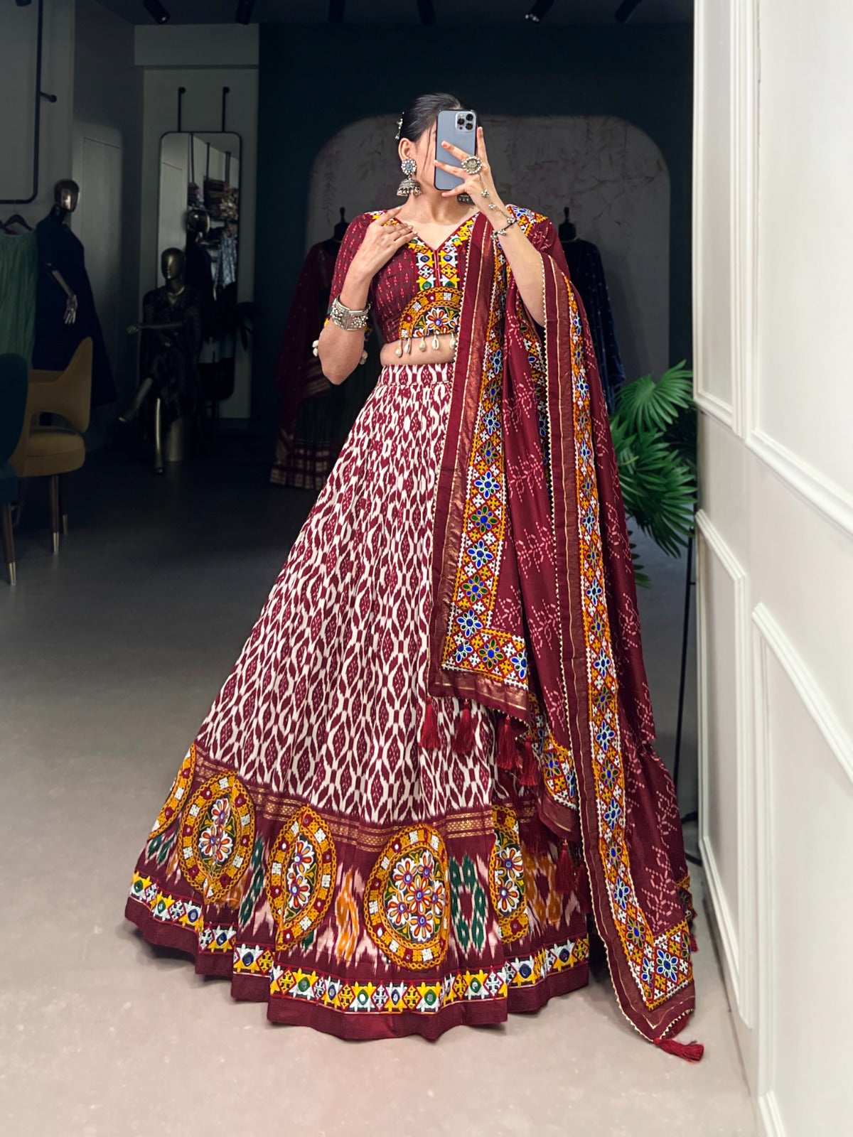 LNB1743 Navratri Chaniya Choli Set with Dupatta – Maroon and Blue

