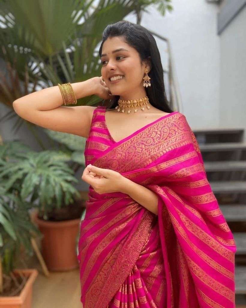 Extraordinary Pink Soft Silk Saree With Excellent Blouse Piece