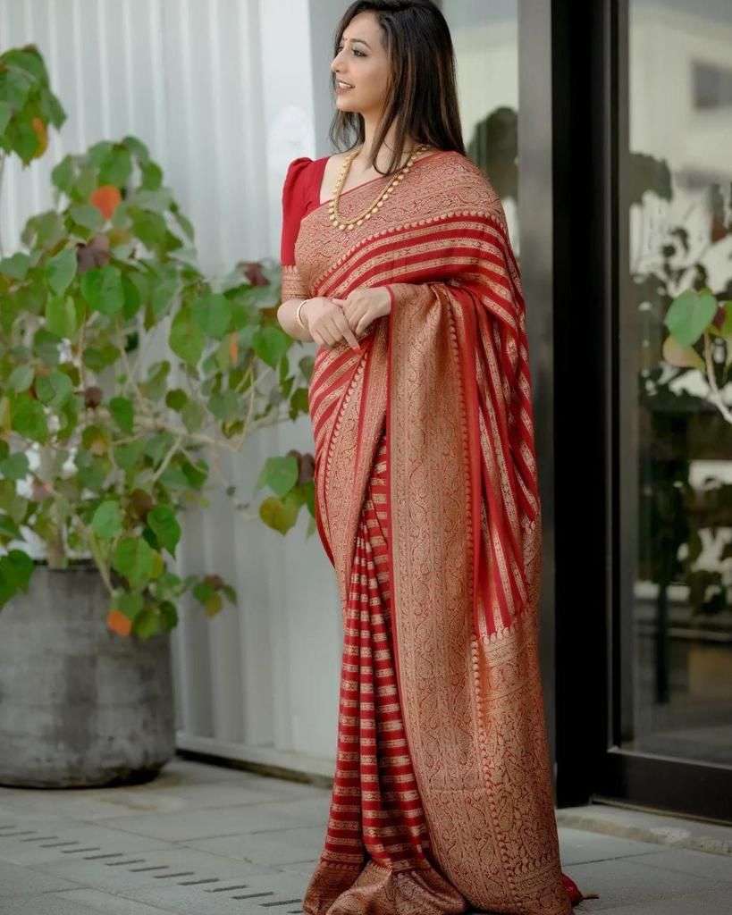 Serendipity Red Soft Silk Saree With Excellent Blouse Piece